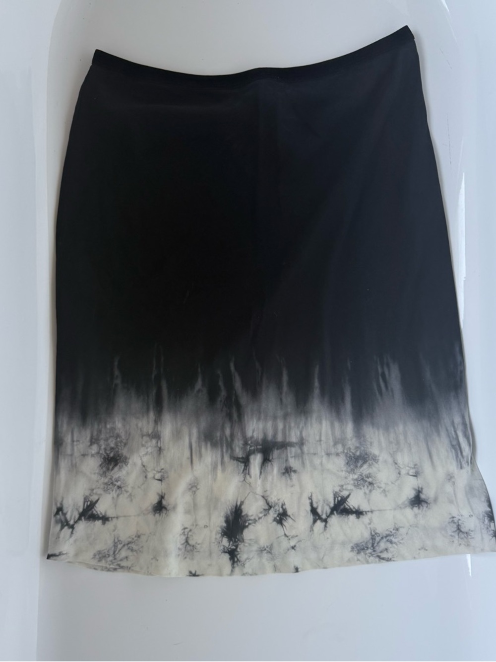 SILK Women’s Black Ombre Tie-Dye Midi Skirt